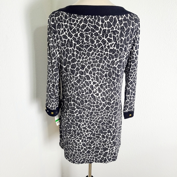 Style & Co. Black & White Print Tunic w/Gold & Silver Stud Accents, Size PL, NWT - Picture 8 of 10